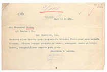 [Nota de Francisco I. Madero a Wenceslao Y. Loaiza comunicándole que la conducta de las minas de Tarriba quedan a disposición del gobierno provisional].